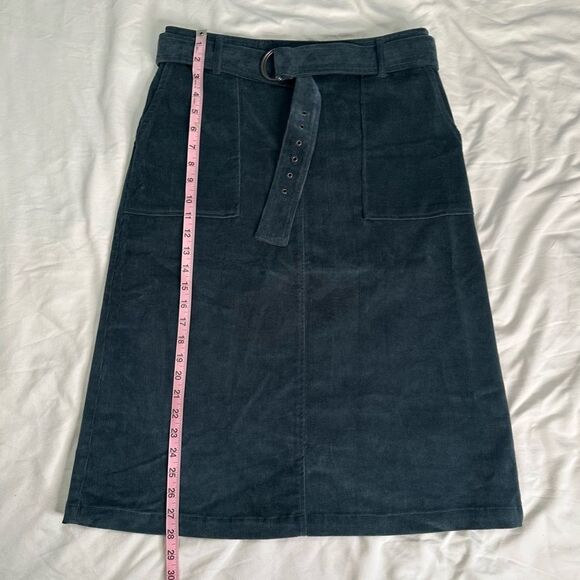 Laurèl Teal Corduroy Midi Skirt with Belt, Pockets, High Waist, Size 77 (US M/L) - Picture 5 of 10